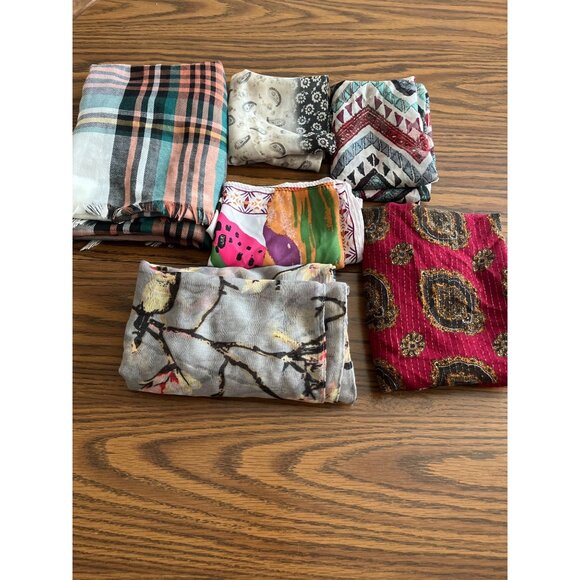 Collection of six lightweight infinity blanket square rectangle scarves - Picture 1 of 6